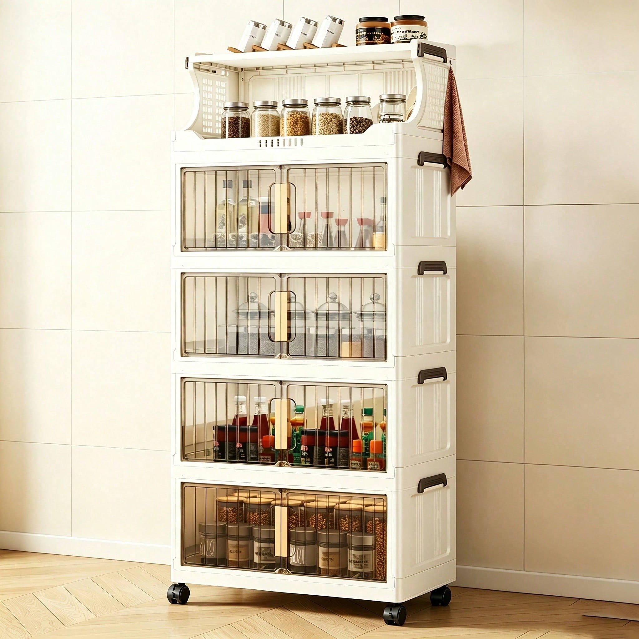 幅20.8インチの折りたたみ式収納ボックス、省スペースで積み - Stackable Pantry Bin のレビューと価格