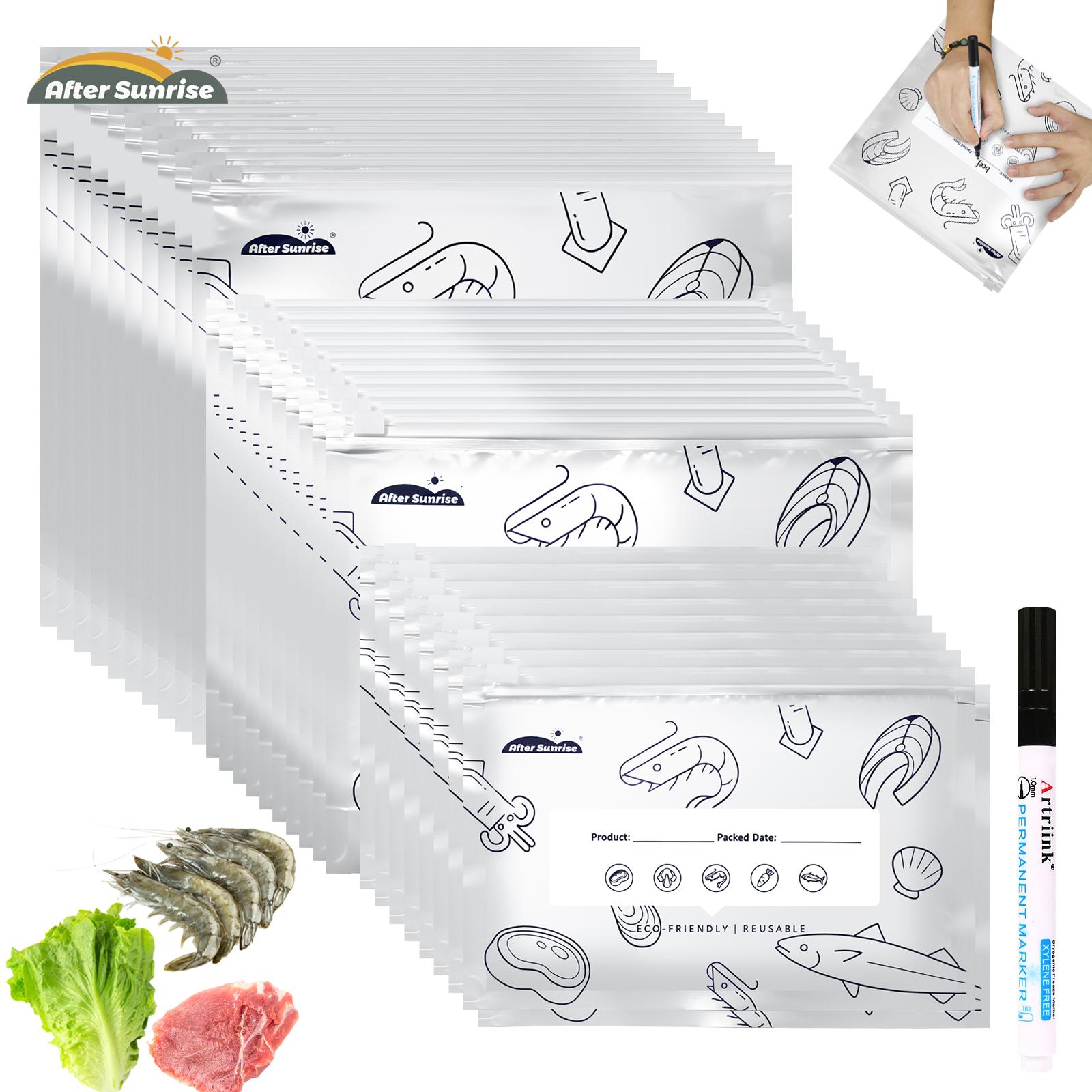 【冷蔵食品用】再利用可能なアルミホイル製密封保存袋、Afte - Food Storage Bags Zip Lock Pouch のレビューと価格