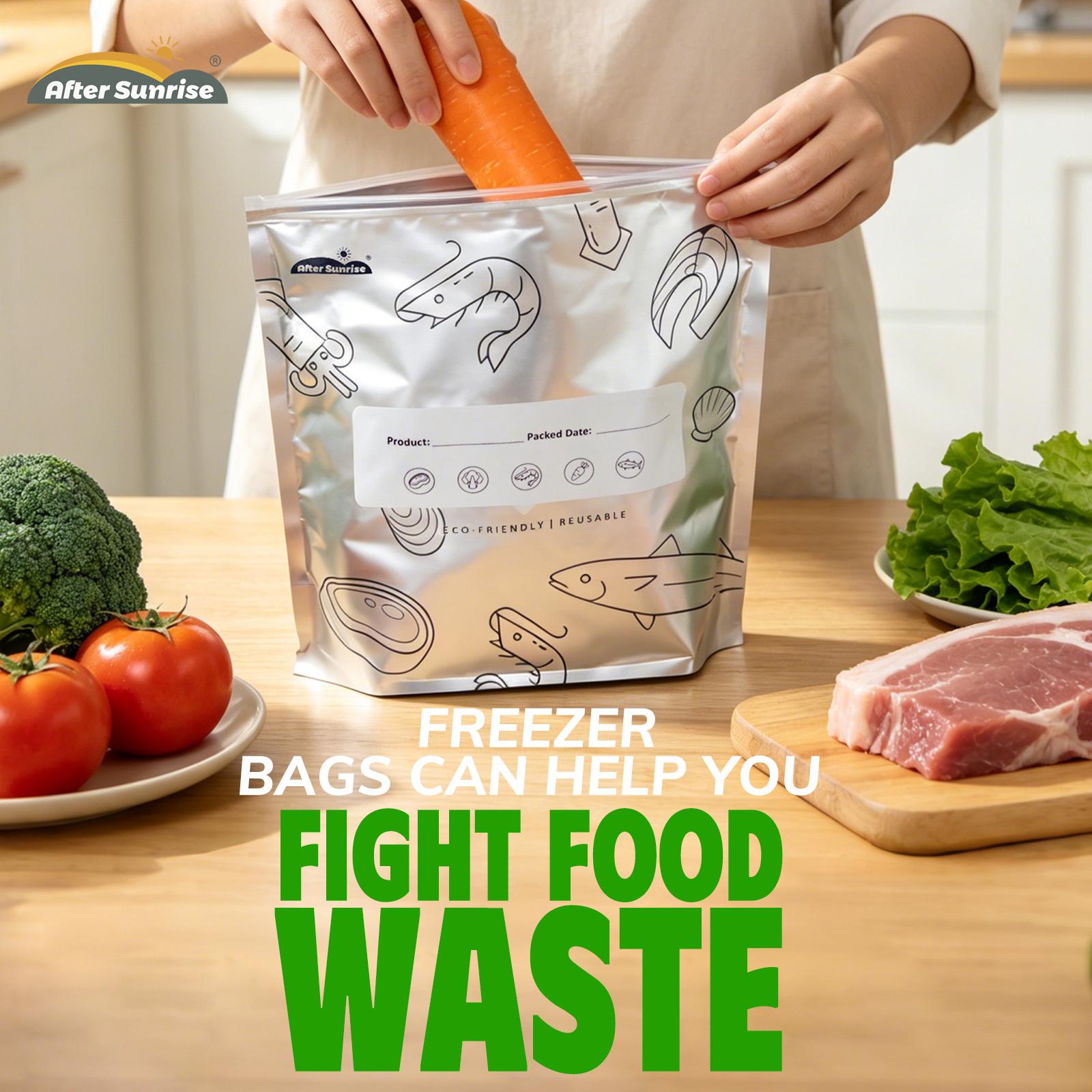 【冷蔵食品用】再利用可能なアルミホイル製密封保存袋、Afte - Food Storage Bags Zip Lock Pouch のレビューと価格