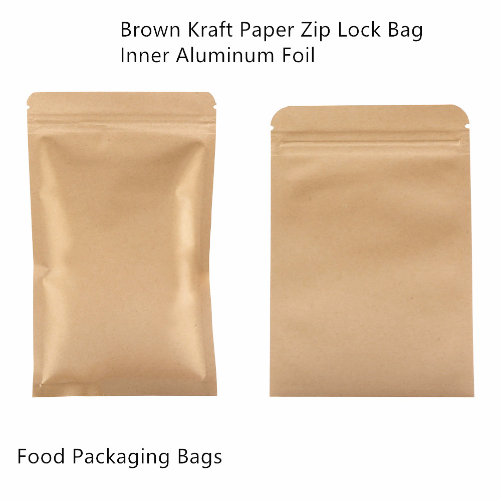 100枚入り 茶色クラフト紙ジップロックバッグ（内側アルミ箔 - Food Storage Bags Zip Lock Pouch のレビューと価格