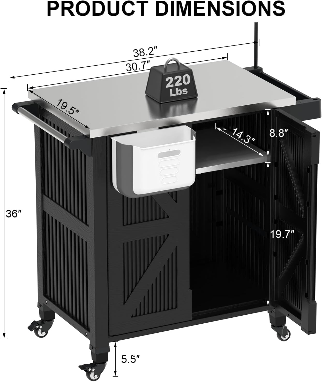 屋外グリルカート、収納キャビネット付き、移動式キッチンアイラ - Food Storage On Wheels のレビューと価格