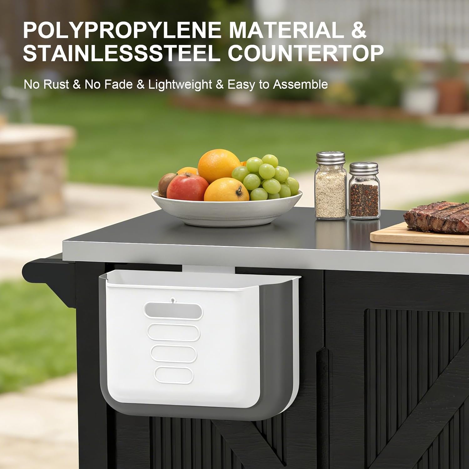 屋外グリルカート、収納キャビネット付き、移動式キッチンアイラ - Food Storage On Wheels のレビューと価格