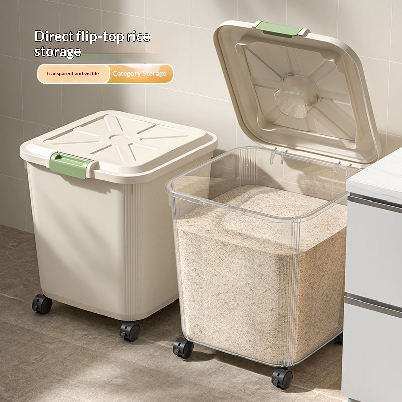 1個入り食品グレード透明米びつ、ホイール付き、気密キッチン用 - Food Storage On Wheels のレビューと価格