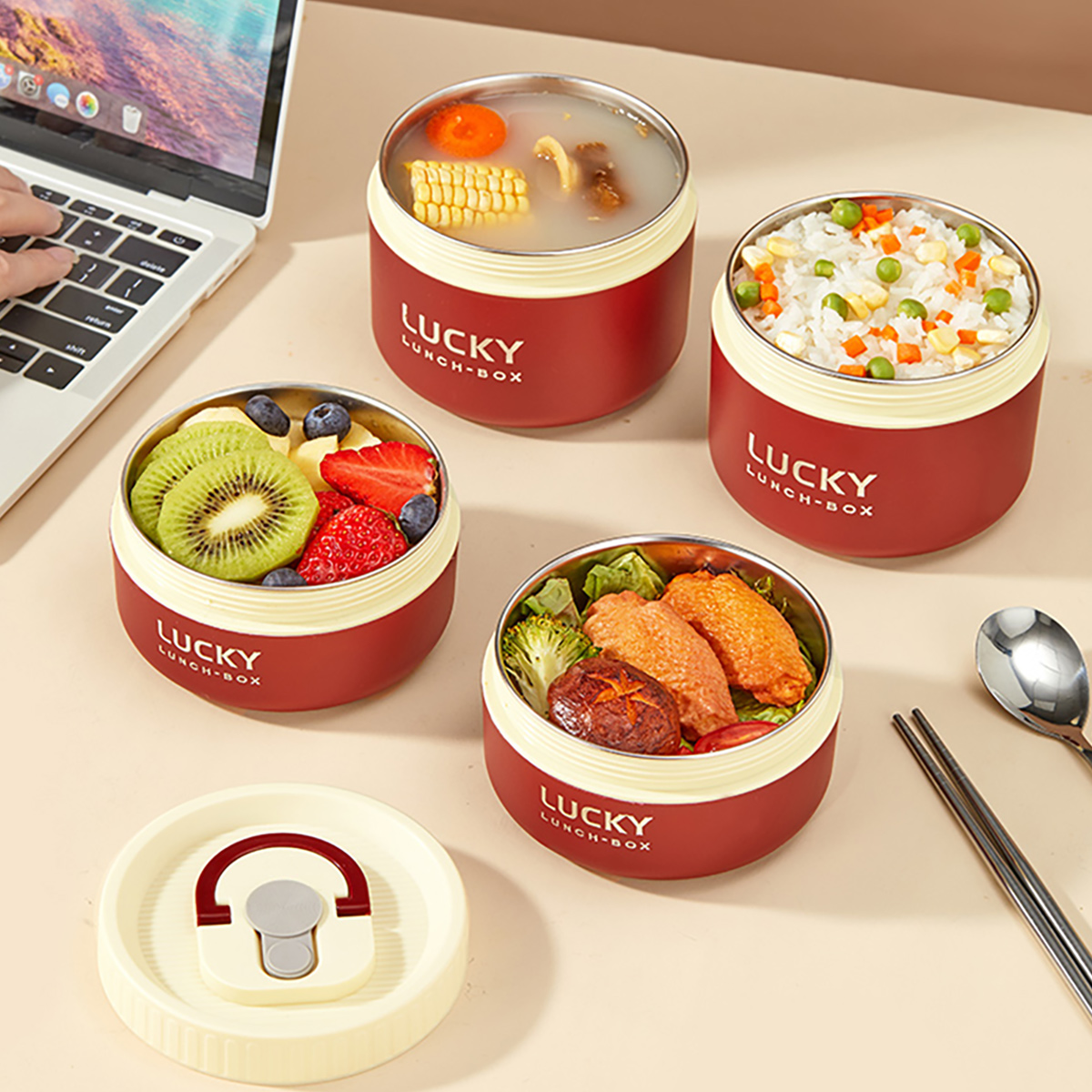 304 ステンレス鋼製保温弁当箱ポータブル漏れ防止断熱子供用 - Food Storage Hot のレビューと価格