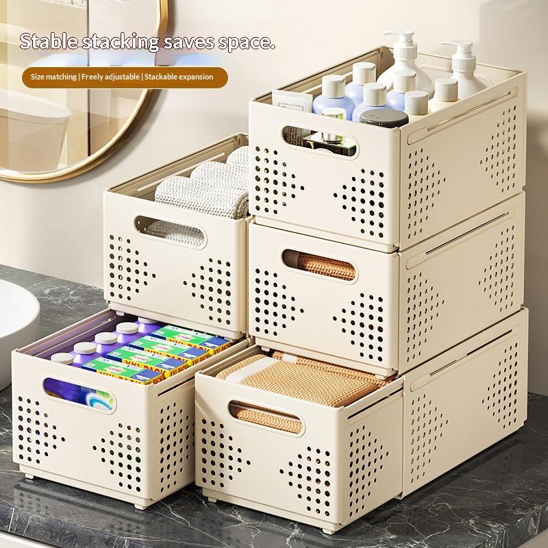 ● 伸縮式プラスチック製キャビネット収納ボックス、積み重ね可 - Stackable Pantry Bin のレビューと価格