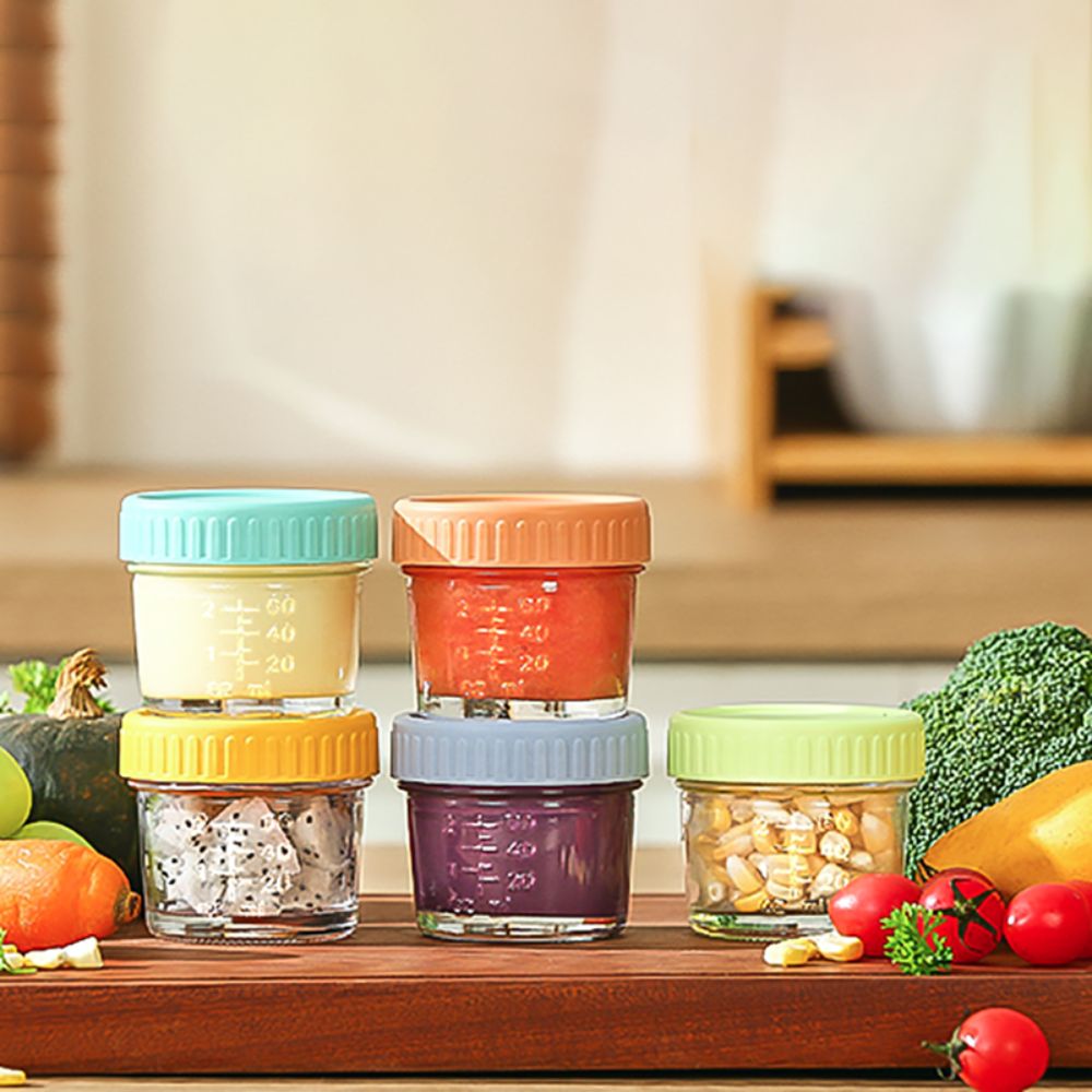 6個入りガラス製ベビーフードジャー、再利用可能、蓋付き、ディ - Food Storage Glass Containers のレビューと価格