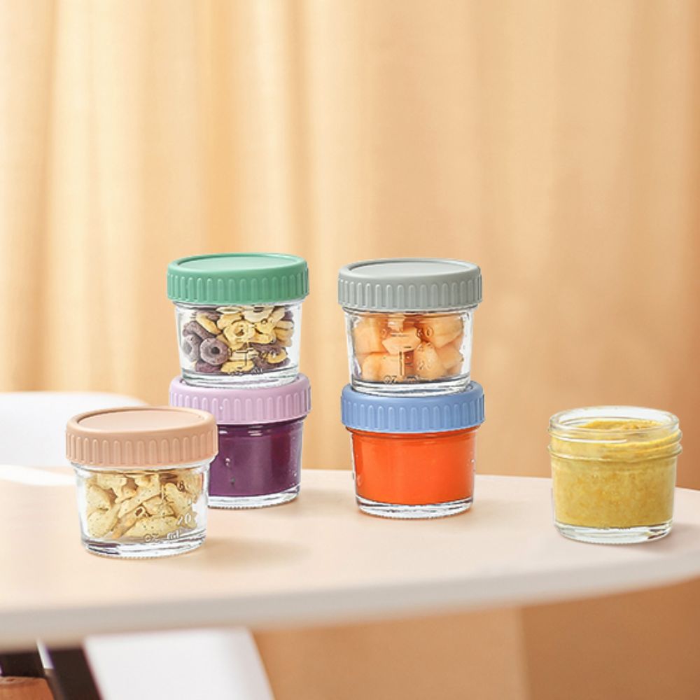 6個入りガラス製ベビーフードジャー、再利用可能、蓋付き、ディ - Food Storage Glass Containers のレビューと価格