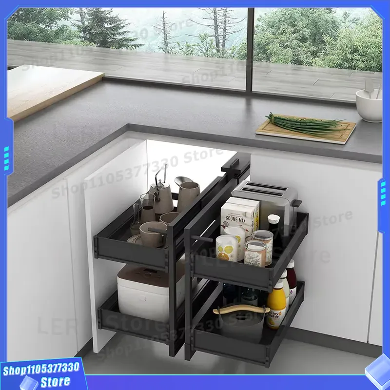 ダブルプルアウトキッチンキャビネット引き出しバスケット食品収 - Food Storage Without Pantry のレビューと価格