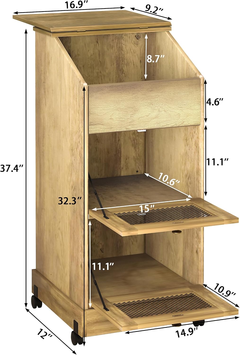 木製ポテト収納キャビネット（車輪付き）、3段式キッチン収納ボ - Food Storage On Wheels のレビューと価格