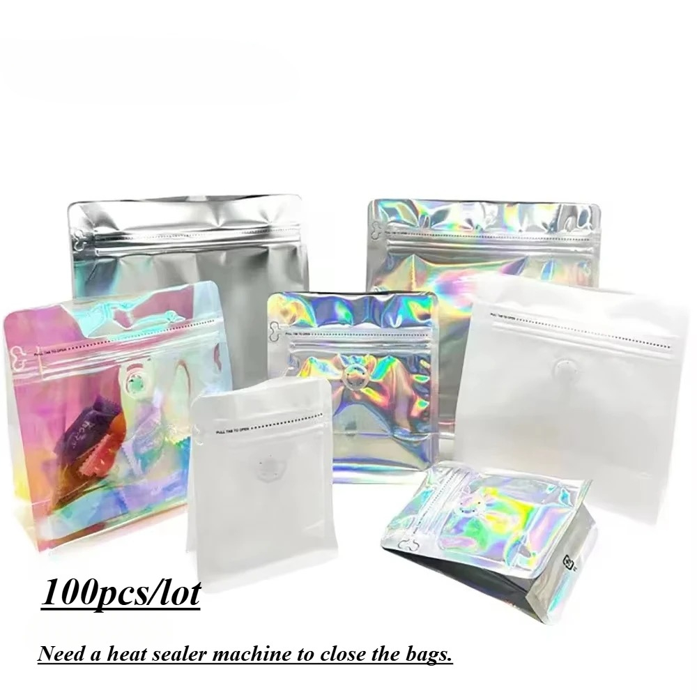 100 個ピンクレインボーレーザーホログラフィックコーヒー豆 - Food Storage Mylar Bags のレビューと価格