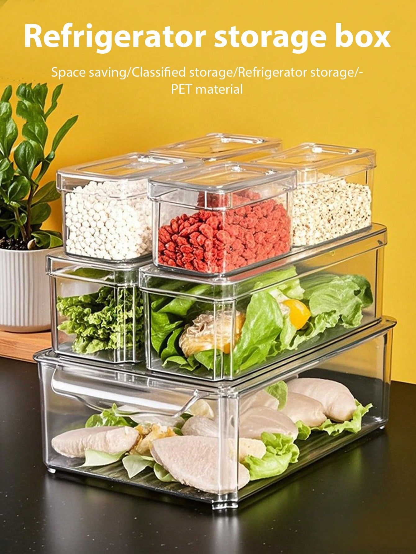 7個セットの積み重ね可能な冷蔵庫用オーガナイザービン、モダン - Stackable Pantry Bin のレビューと価格