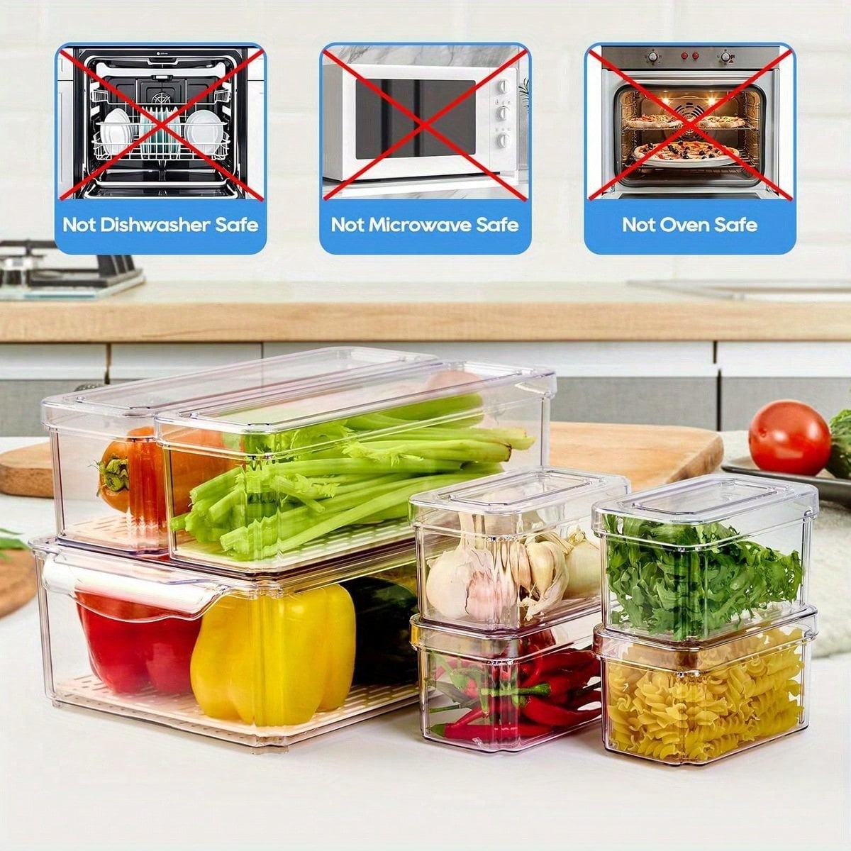 7個セットの積み重ね可能な冷蔵庫用オーガナイザービン、モダン - Stackable Pantry Bin のレビューと価格