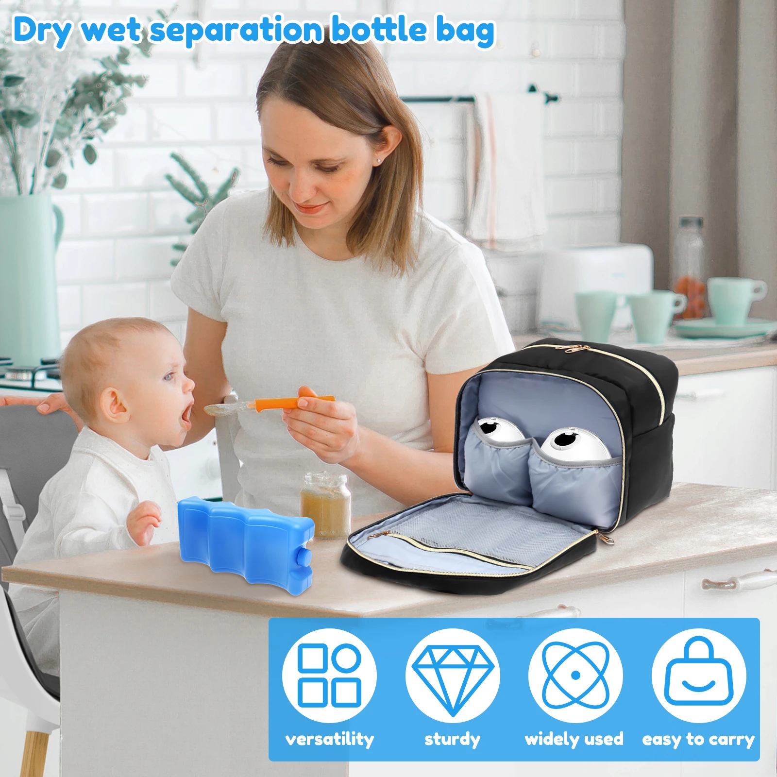 搾乳器収納バッグ、保冷剤と防水マット付き、ポータブル母乳クー - Food Storage For Baby のレビューと価格