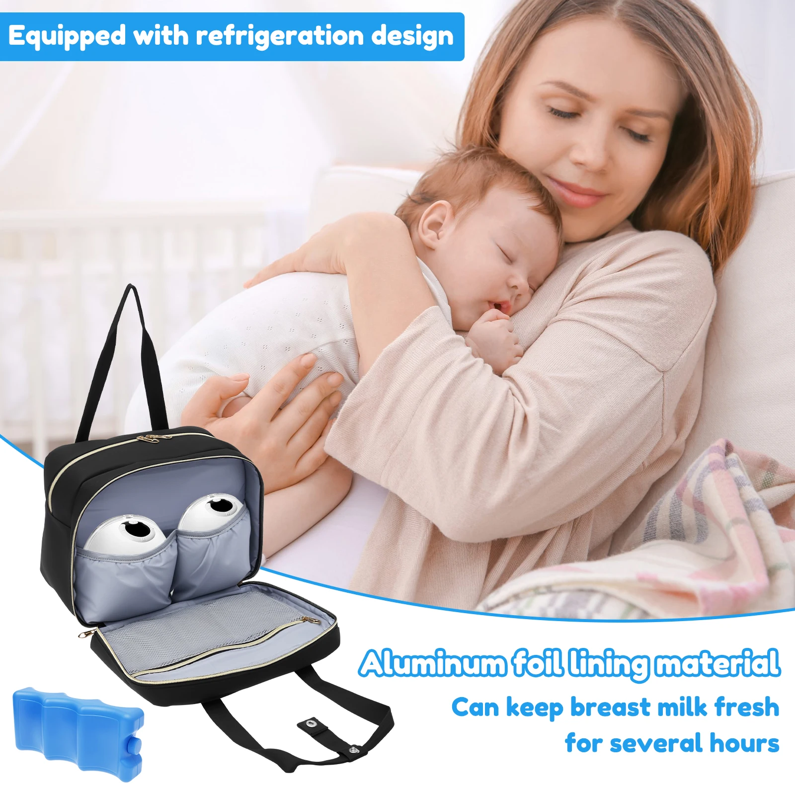 搾乳器収納バッグ、保冷剤と防水マット付き、ポータブル母乳クー - Food Storage For Baby のレビューと価格