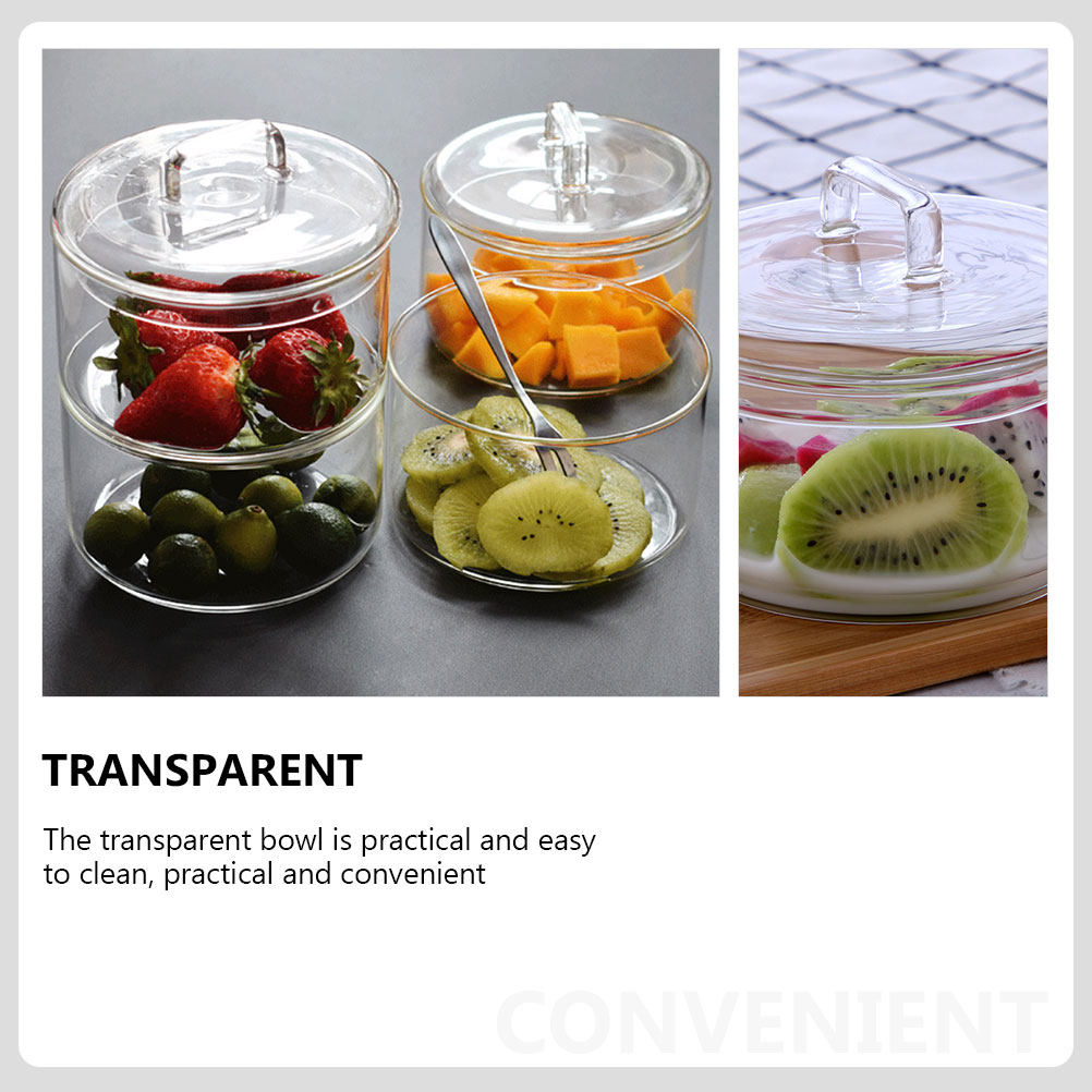 1セットクリアガラス保存容器サラダサービング容器積み重ね可能 - Food Storage Glass Containers のレビューと価格