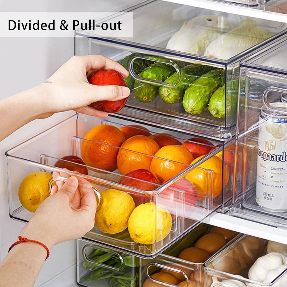クリアリッジプルアウトスタッカブル冷蔵庫オーガナイザービン、 - Food Storage Without Pantry のレビューと価格