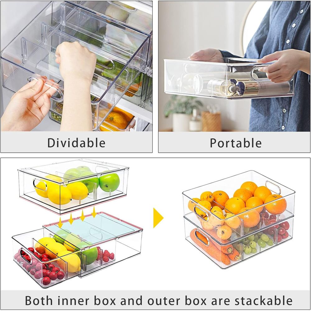 クリアリッジプルアウトスタッカブル冷蔵庫オーガナイザービン、 - Food Storage Without Pantry のレビューと価格