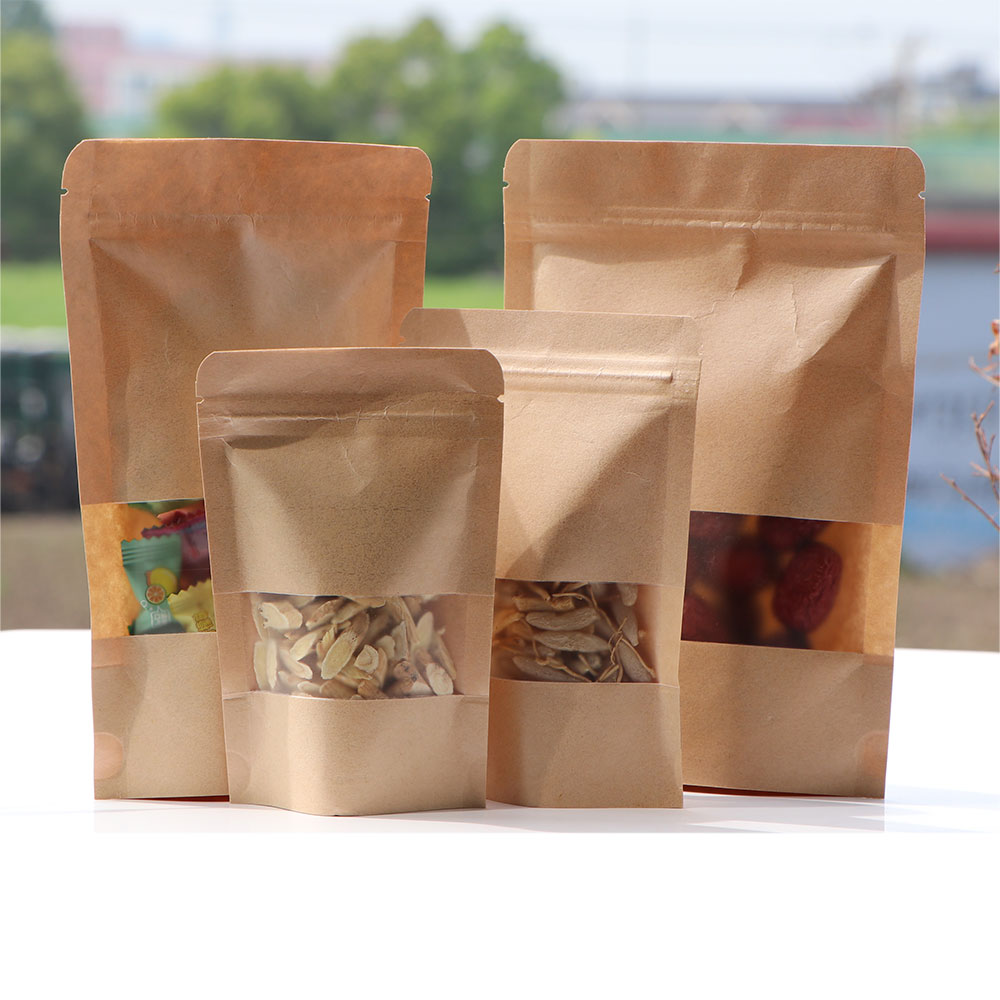 ジッパー付きクラフト紙収納バッグ,窓,食品,スナック,お茶, - Food Storage Bags Zip Lock Pouch のレビューと価格