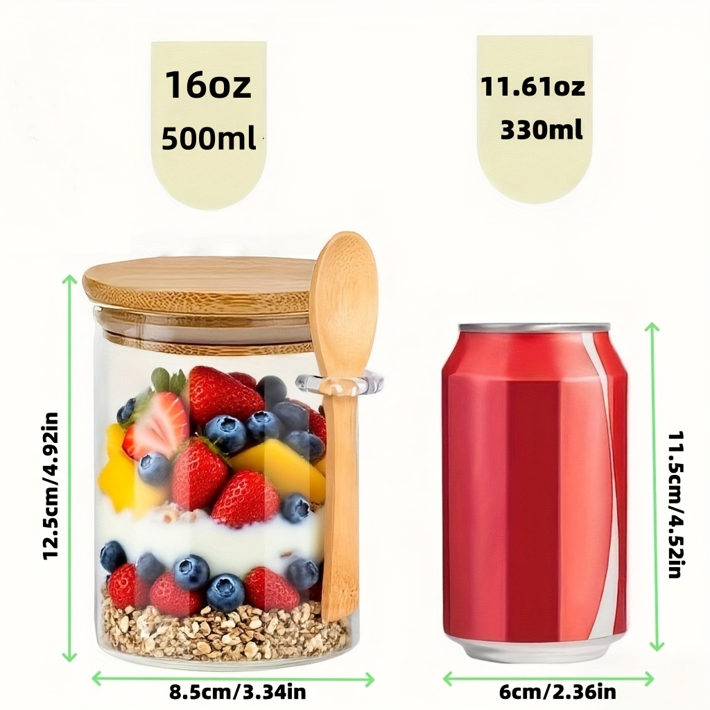 1/2/4/8個入りオートミールガラスカップセット、蓋とスプ - Food Storage Glass Containers のレビューと価格