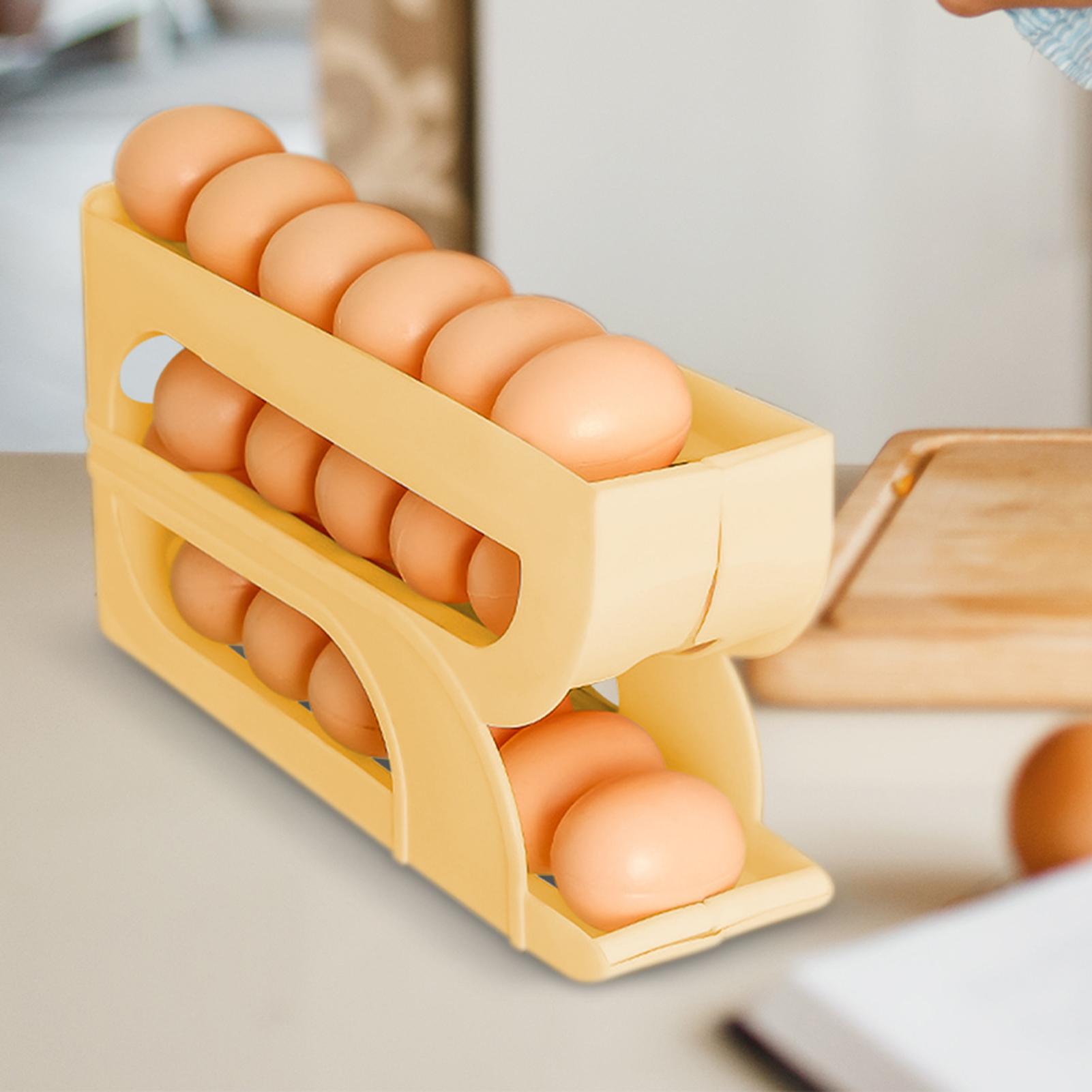 省スペース卵ホルダー、3段自動回転式卵オーガナイザー、キッチ - Food Storage Yellow のレビューと価格