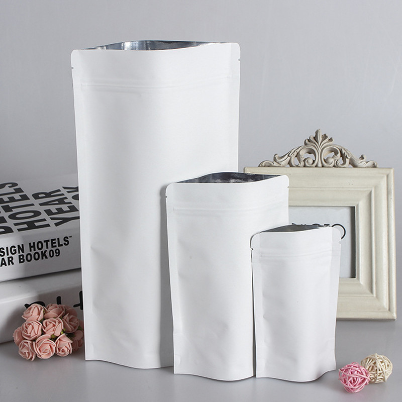 100 個卸売スタンドアップホワイトペーパージップロックバッ - Food Storage Bags Zip Lock Pouch のレビューと価格