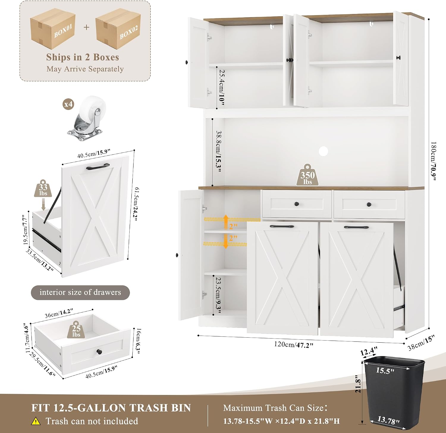 キッチンパントリー収納キャビネット木製自立型背高食器棚ダブル - Food Storage Without Pantry のレビューと価格