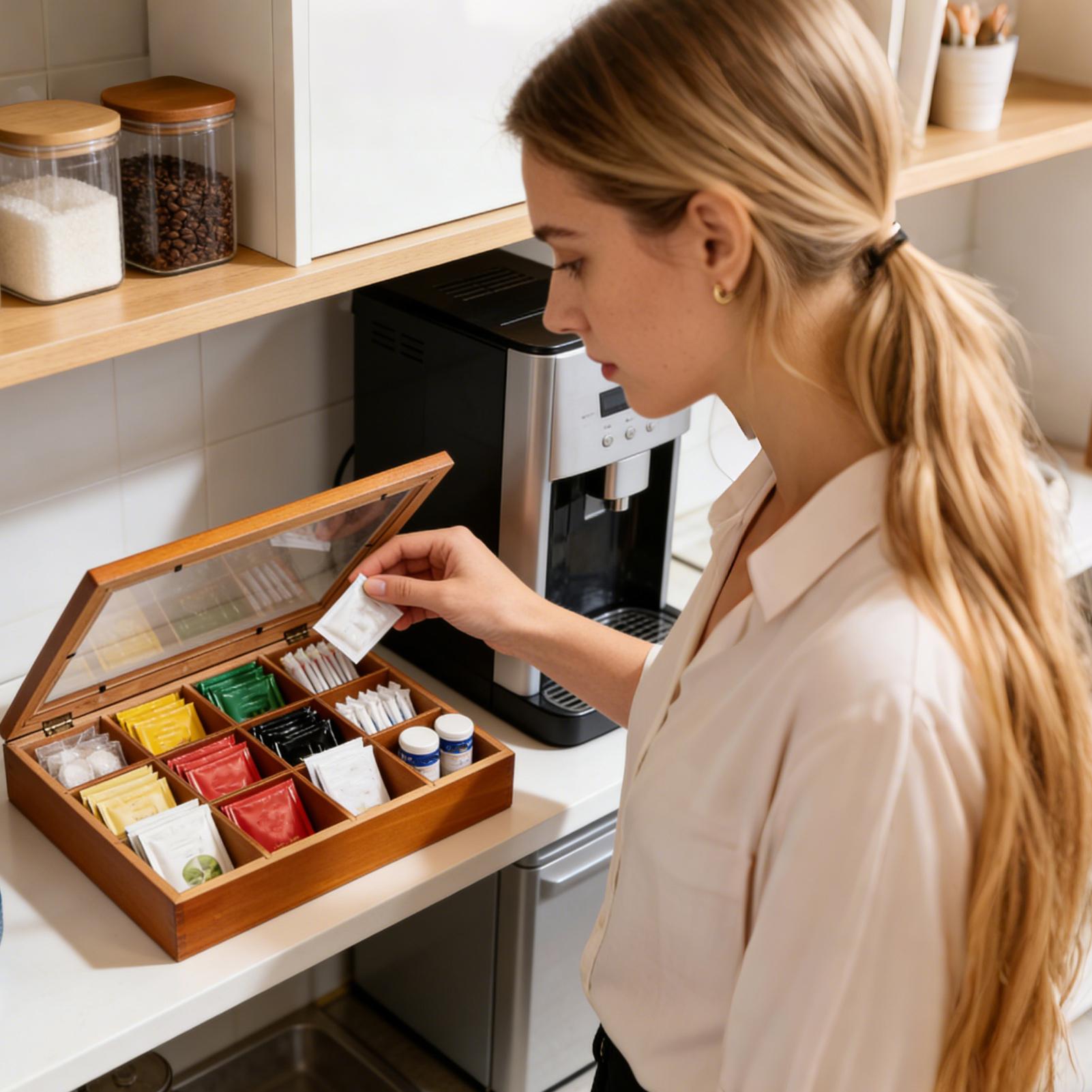ティーバッグ収納 12仕切り 木製ボックス 茶葉収納オーガナ - Stackable Pantry Bin のレビューと価格