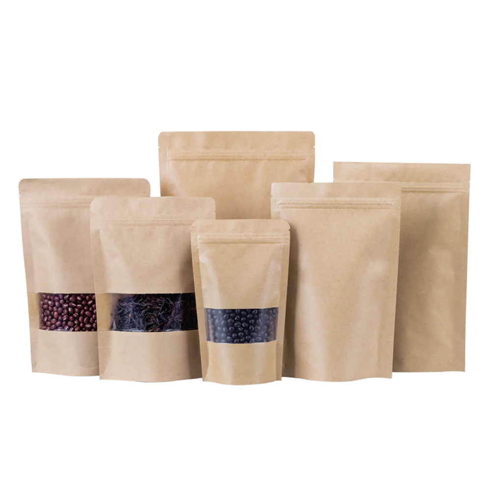 100枚入り ジップロック クラフト紙 窓付き袋 スタンドア - Food Storage Bags Zip Lock Pouch のレビューと価格