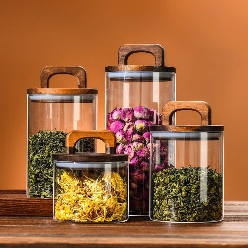 透明なガラス瓶 竹蓋付き 密封キャニスター 食品保存容器 ル - Food Storage Glass Containers のレビューと価格
