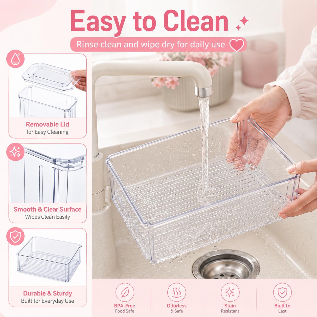 積み重ね可能な冷蔵庫オーガナイザーボックス 蓋付き 透明プル - Food Storage Without Pantry のレビューと価格