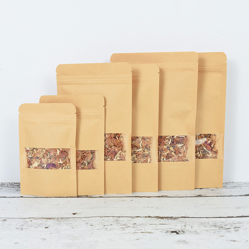 20/50 個クラフト紙ジップロックバッグ窓食品スナック茶自 - Food Storage Bags Zip Lock Pouch のレビューと価格