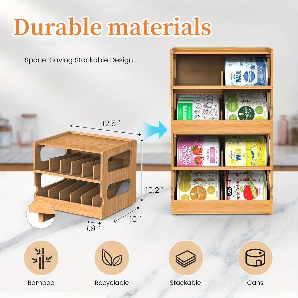 木製ペットフード収納オーガナイザー、36缶収納可能な二段積み - Food Storage No Pantry のレビューと価格