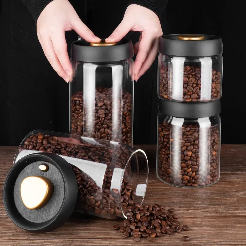 コーヒー豆真空密封瓶、透明ガラス食品保存瓶、家庭用防湿・密封 - Food Storage Vacuum Containers のレビューと価格