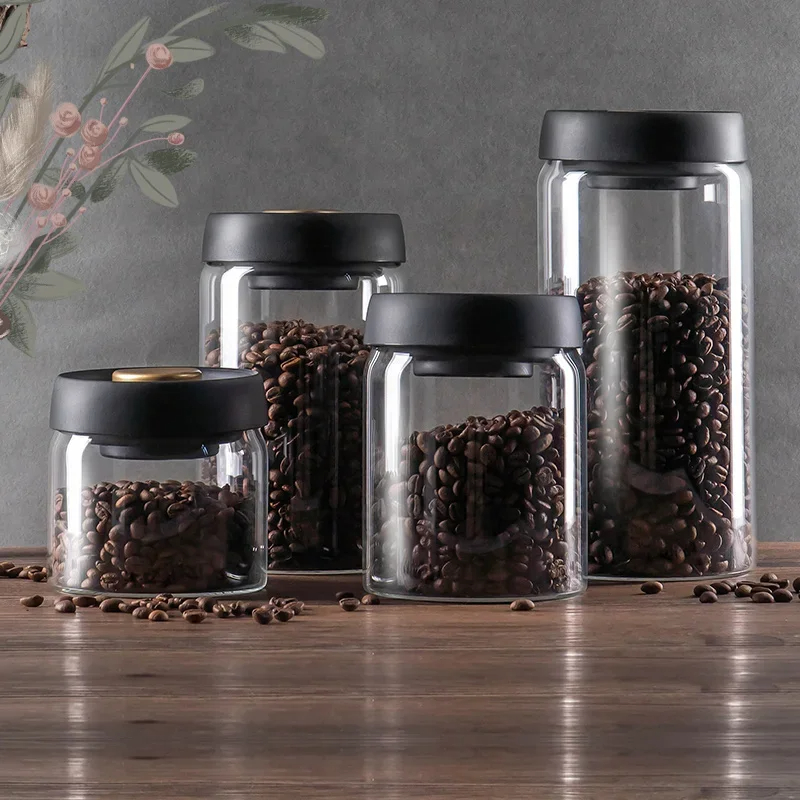 コーヒー豆真空密封瓶、透明ガラス食品保存瓶、家庭用防湿・密封 - Food Storage Vacuum Containers のレビューと価格