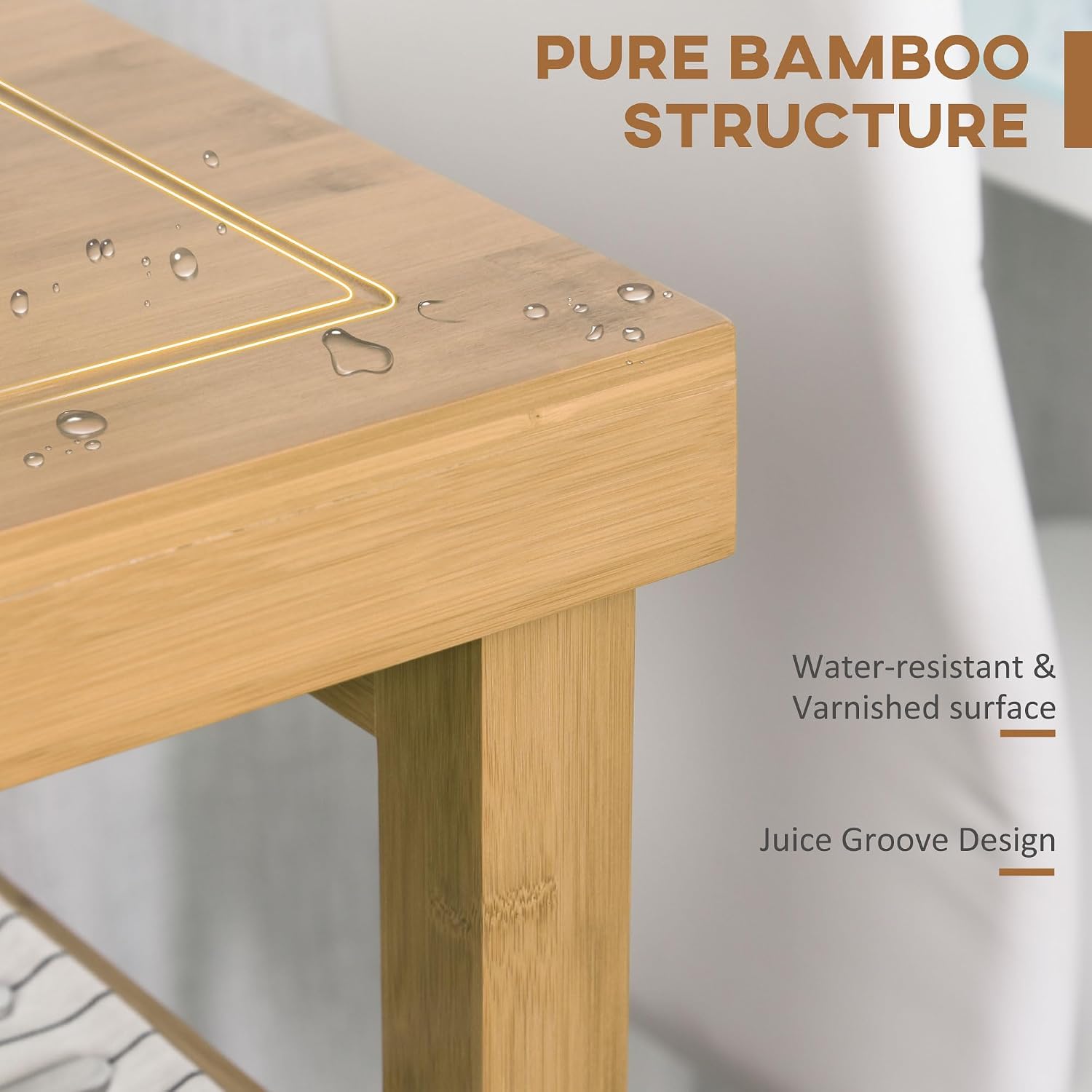竹製キッチンカート、キャスター付き、2つの収納引き出し、オー - Food Storage On Wheels のレビューと価格