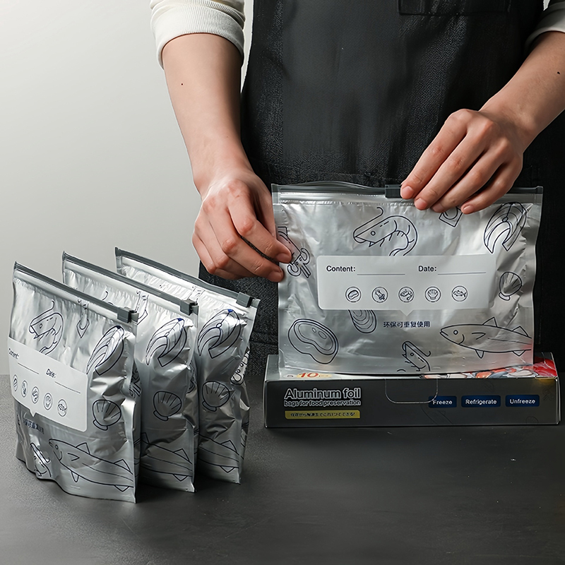 Bag of 10 Large Aluminum Foil  - Food Storage Bags Zip Lock Pouch のレビューと価格