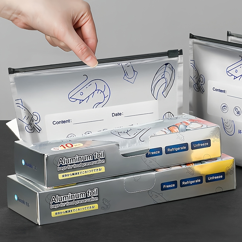 Bag of 10 Large Aluminum Foil  - Food Storage Bags Zip Lock Pouch のレビューと価格
