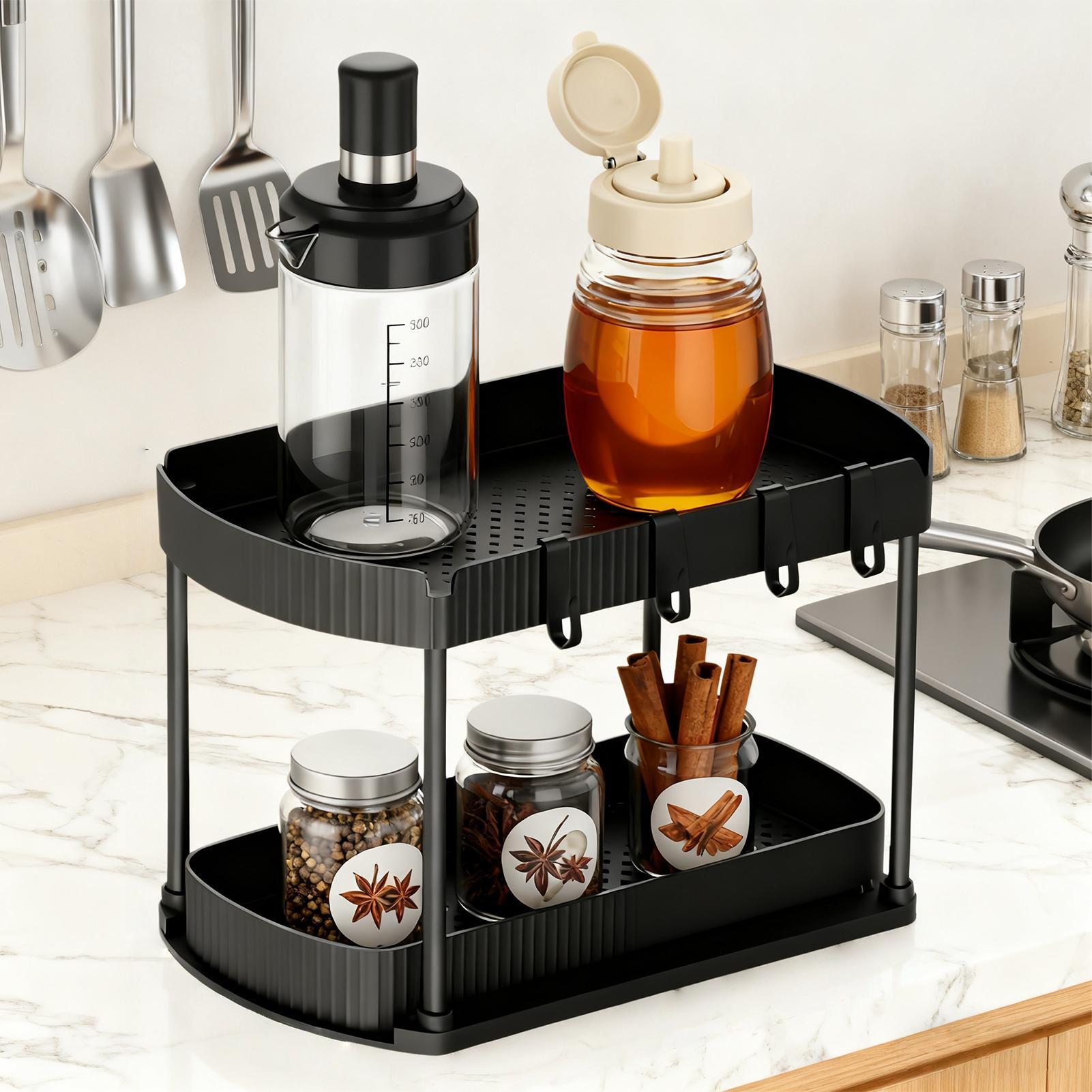 キッチンシンク下オーガナイザー 2段引き出し式キャビネット収 - Food Storage Without Pantry のレビューと価格