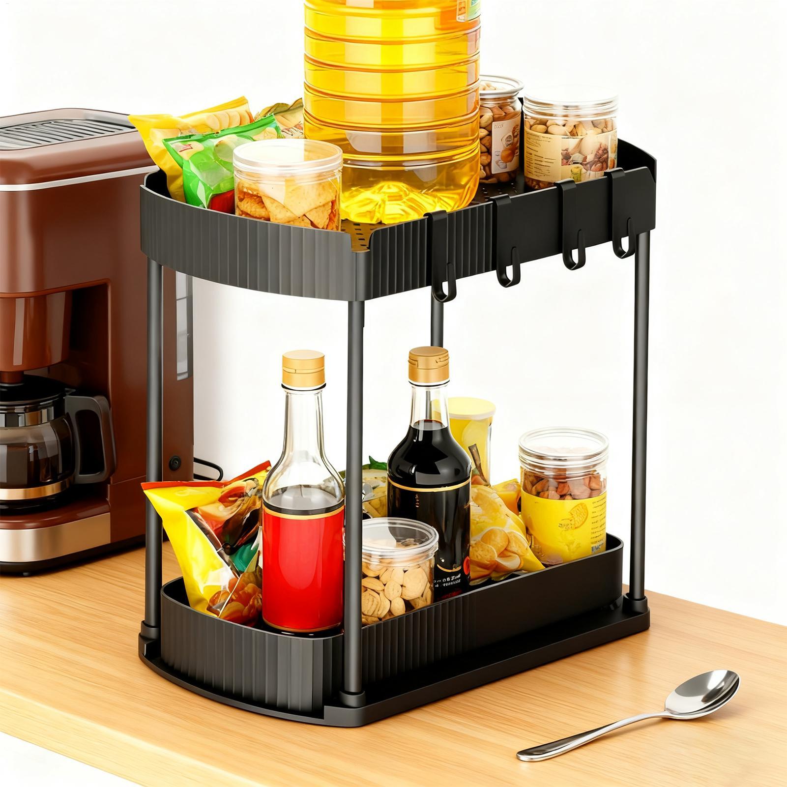 キッチンシンク下オーガナイザー 2段引き出し式キャビネット収 - Food Storage Without Pantry のレビューと価格