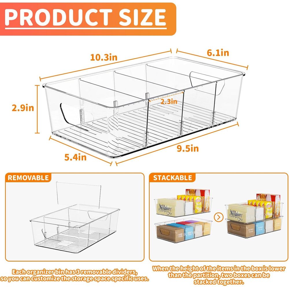積み重ね可能な6パックスナックオーガナイザーまたはパントリー - Stackable Pantry Bin のレビューと価格