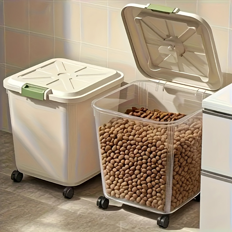 大容量ペットフード収納ボックス（車輪付き）。 内蔵の計量スプ - Food Storage On Wheels のレビューと価格
