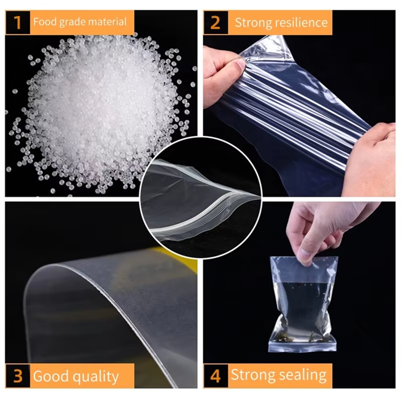100枚入り透明ジップバッグ 食品・ジュエリー用真空保存袋  - Food Storage Vacuum Bags のレビューと価格