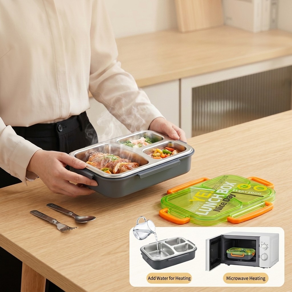 電子レンジ対応304ステンレス製弁当箱、仕切り付き食品保存容 - Food Storage With Dividers のレビューと価格