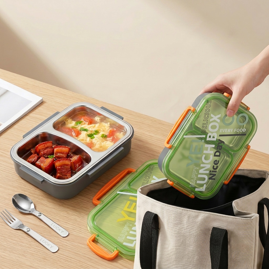 電子レンジ対応304ステンレス製弁当箱、仕切り付き食品保存容 - Food Storage With Dividers のレビューと価格