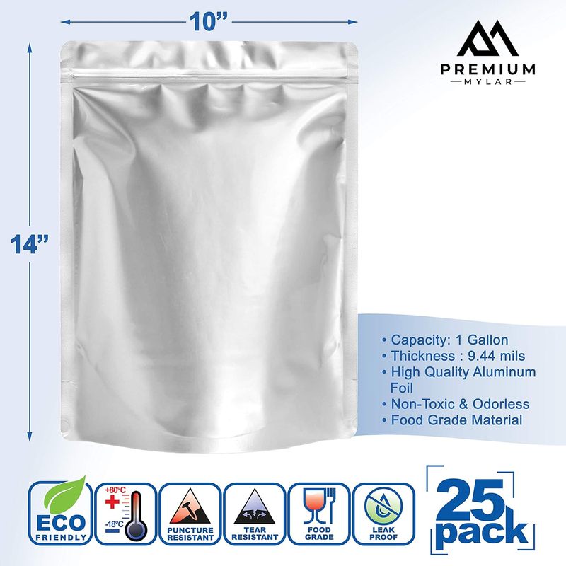 25枚入りマイラーバッグ - 10インチx14インチの気密真 - Food Storage Mylar Bags のレビューと価格
