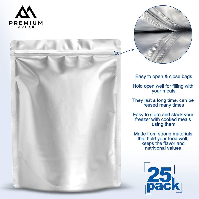 25枚入りマイラーバッグ - 10インチx14インチの気密真 - Food Storage Mylar Bags のレビューと価格