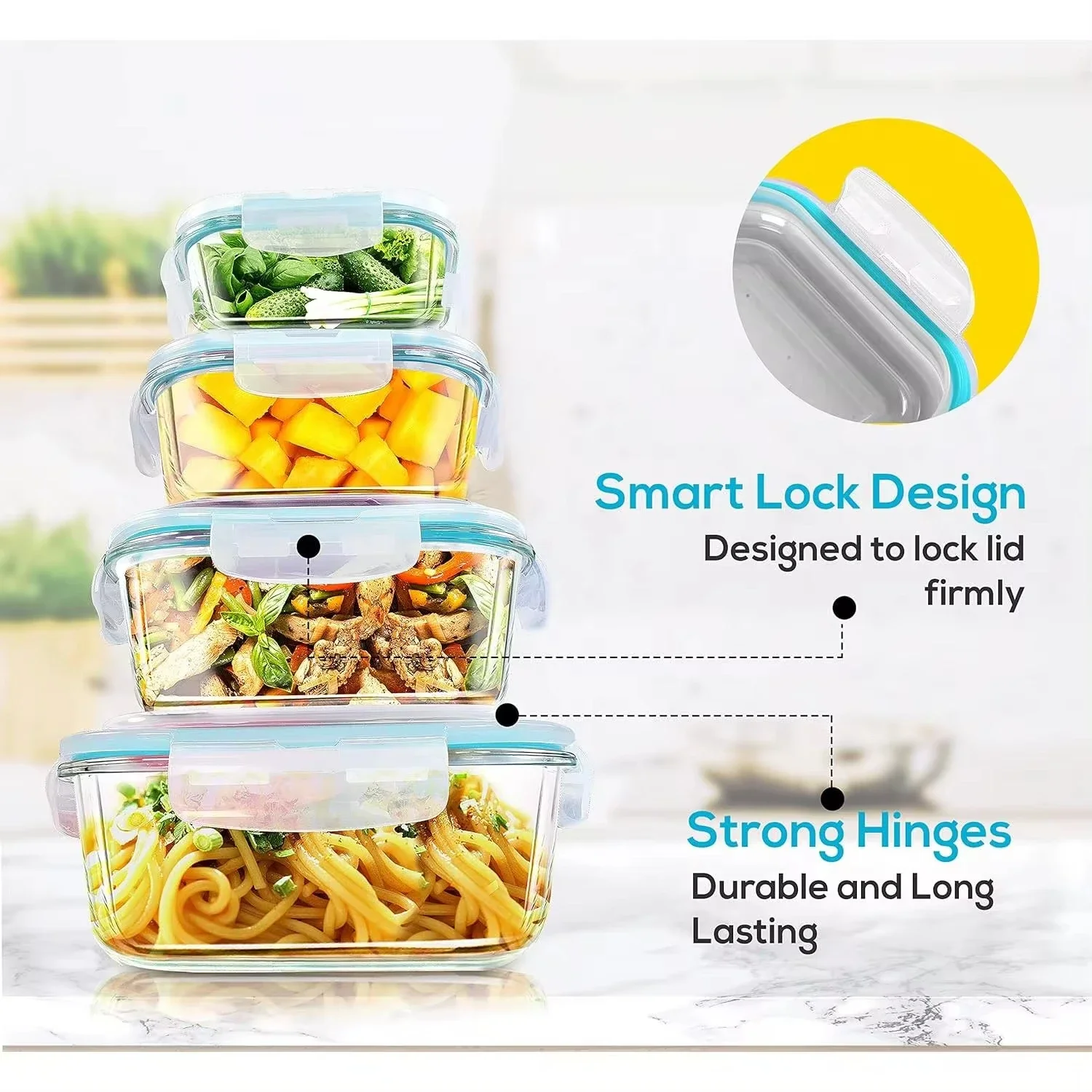 ガラスランチボックス食品保存容器、食事の準備、気密弁当箱、電 - Food Storage Glass Containers のレビューと価格