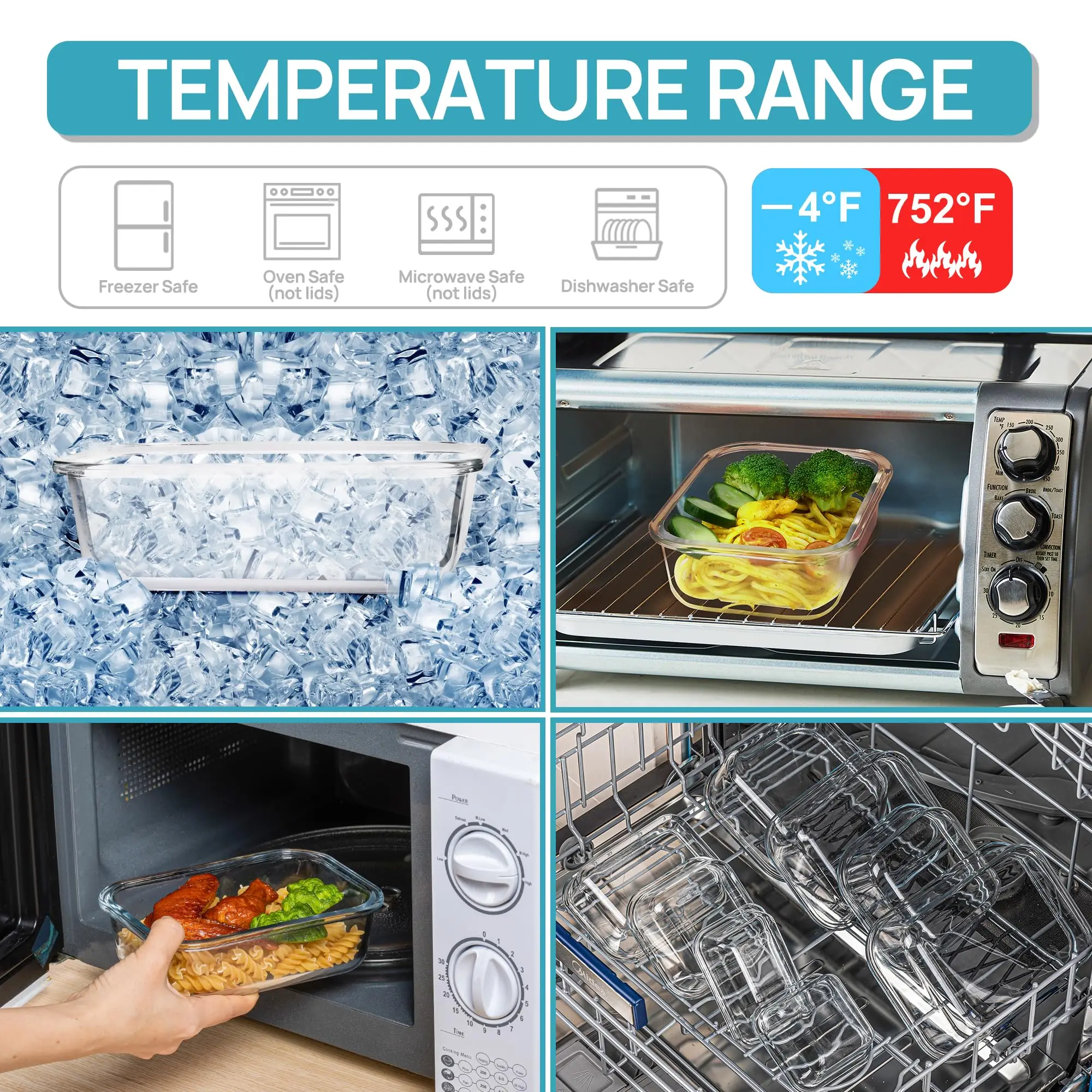 ガラスランチボックス食品保存容器、食事の準備、気密弁当箱、電 - Food Storage Glass Containers のレビューと価格