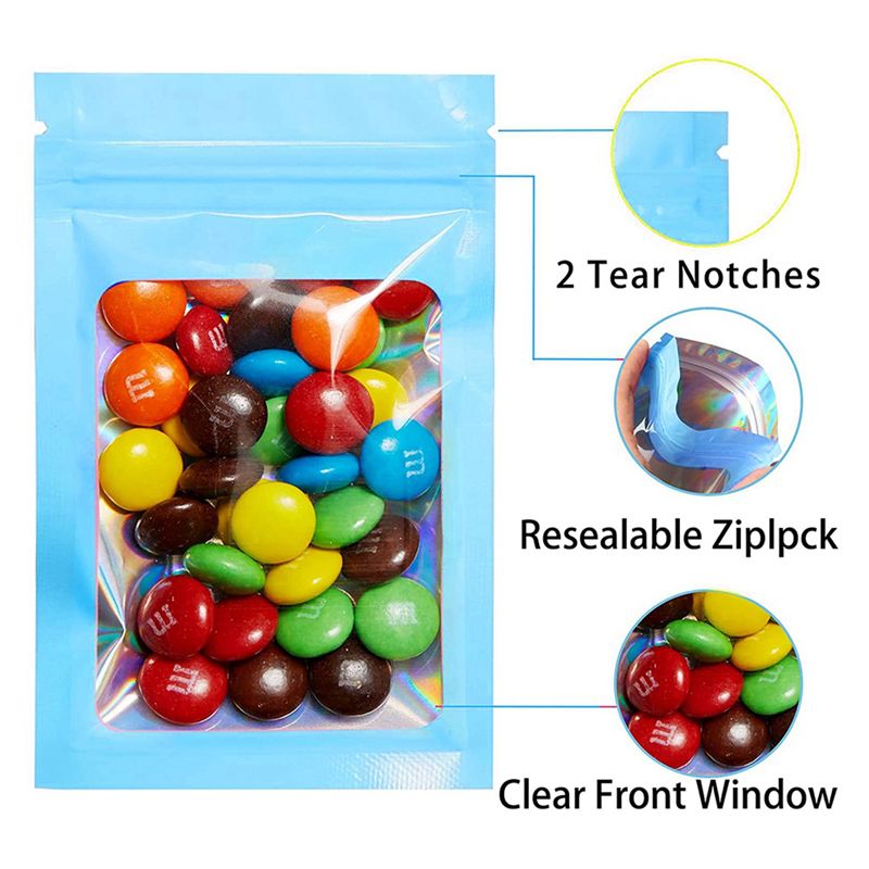 ABWZ-300個 再密封可能なホログラフィックバッグ、食品 - Food Storage Mylar Bags のレビューと価格