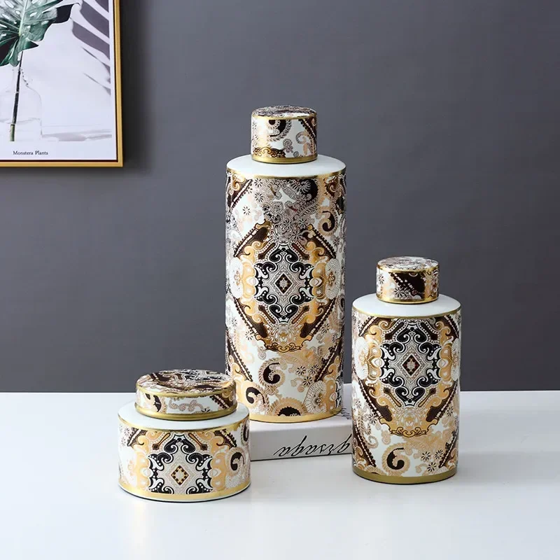 モダンな家の装飾セラミック花瓶、ふた付きゼブラ絵画装飾収納ジ - Zebra Food Storage のレビューと価格